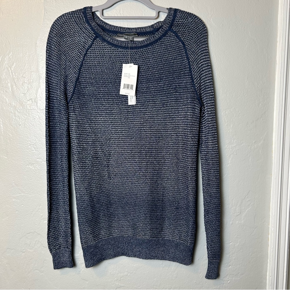 Vince Knit Blue Metallic Crew Neck Long Sleeve Top - Picture 3 of 5